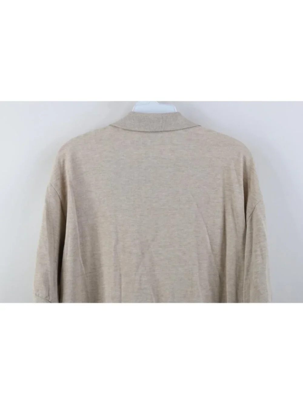 Vtg 90s Ralph Lauren Mens Large Pique Cotton Knit Golf Polo Shirt Oatmeal Brown
